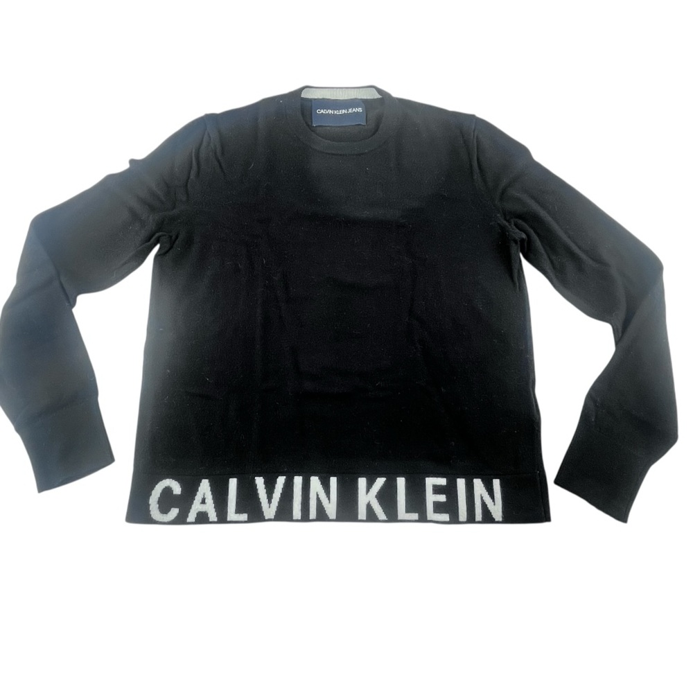Calvin Klein Black Sweater with Logo on waistband.